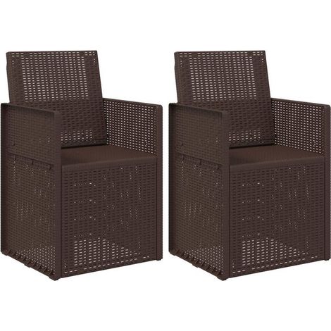 2 chaises de jardin marron en polypropylène (1/5)