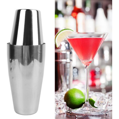 Cocktailshaker aus Edelstahl, Boston-Glas, doppelwandiger Cocktailshaker 800+600ml, doppelt verschließbares Glas, 800+600ml bodenlos. (1/5)