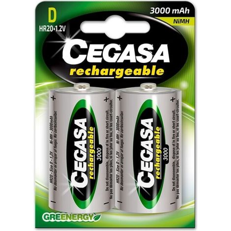 Pila Recarga CEGASA Tipo D HR20 3000 mAh BL2 (1/2)