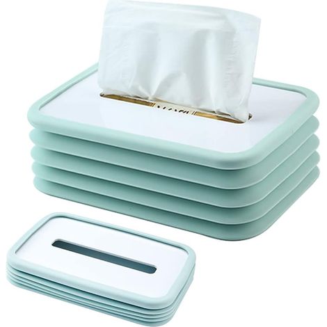 Boîte à mouchoirs en silicone à ressort (bleu clair)