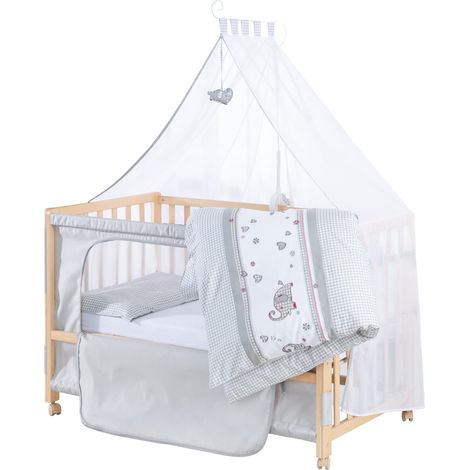 roba Lettino Co-Sleeping Jumbo twins - per Neonati e Bambini - 60 x 120 cm - Biancheria per Lettino Inclusa - 6 Altezze Regolabili - Legno Naturale (1/5)