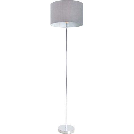 Stehleuchte Standlampe Wohnzimmerleuchte Flurlampe Metall Textil Grau H 160 cm