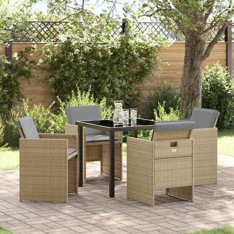 Ensemble de salle à manger pour jardin 5 pcs-Salon de jardin Beige polyrotin 317838 (1/5)