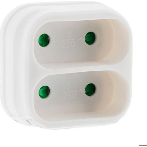 Multiprise biplite de façade 6A - blanc - Zenitech (1/5)