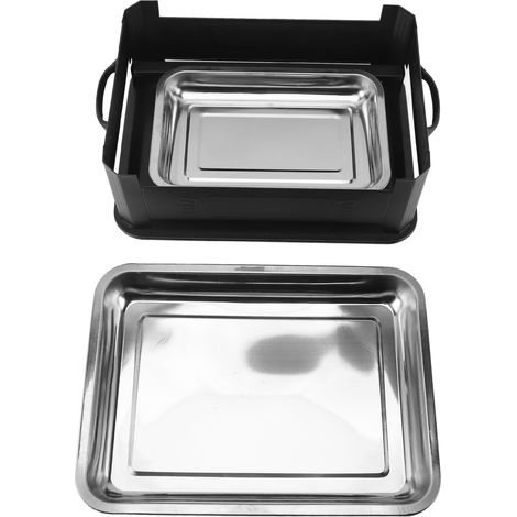 Griglia rettangolare per pesce a carbone e alcool, per 1-2 kg (2,2-4,4 lb), in acciaio inox, taglia M, per uso commerciale e domestico, chiusa, nera. (1/5)
