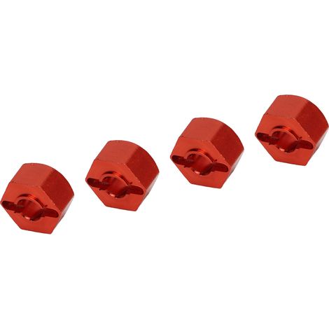 Adaptateur de moyeu de roue hexagonal de 12 mm pour voitures télécommandées en alliage d'aluminium, avec clé Phillips, convient aux accessoires de mise à niveau des voitures télécommandées, rouge. (1/5)