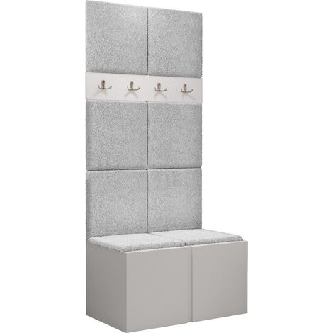 Conjunto para recibidor Pinis IV, Abriamo 6, 186x84x46cm, Aglomerado laminado, Tapiz, Colocada, Montada en la pared