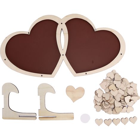 Gästebuch in Herzform aus Holz, rustikal-elegant, attraktive Dekoration für Hochzeiten (1/5)