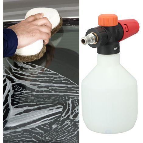 1/4"-Schnellanschluss-Hochdruckschaumflasche, Hochdruck-Wasserpistole, Schaumsprüher, 500-ml-tragbarer Schaumsprüher für die Autowäsche zu Hause, runde Aufsteck-Schaumflasche (1/5)