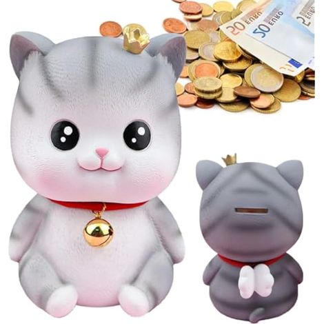 Tirelire en Forme de Chat Ange, Tirelire Émaillé Mignon, Tirelires avec Ouverture Rotatif Inférieur,Tirelires d'Épargne Grande Capacité Anti-Chutes, pour Monnaie Filles Garçons Adulte (1/5)
