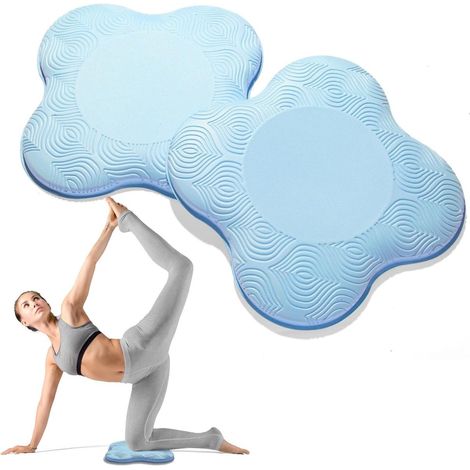 Lot de 2 pièces - Yoga - Coussin pour genoux de yoga - Genouillères de yoga - Supports pour genoux et coudes - Mousse TPE - Tapis de Pilates à genoux - Bleu clair (1/5)