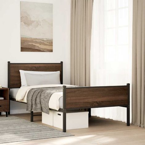 Metallbett ohne Matratze Eichen-Optik 100x200 cm (1/5)