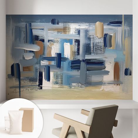 Papier peint intissé avec imprimé pour décoration intérieure pour rénovation a motif - Colle incluse gratuite Pinceaux abstraits 104x70 cm (1/5)