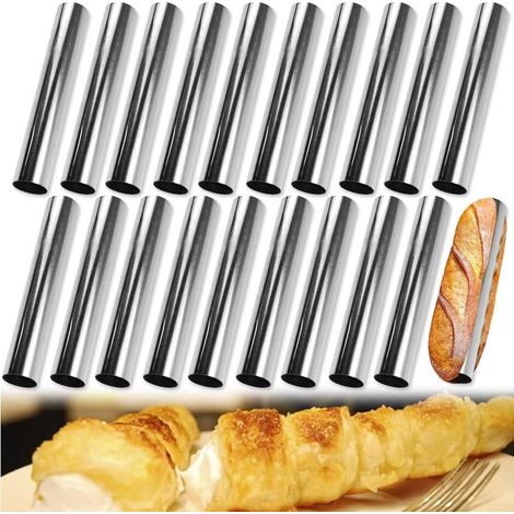 Moldes de acero inoxidable de 20 piezas para crema, cannoli, pan y otros postres. Incluyen un cepillo de limpieza para preparar cannoli, hojaldres y pasteles en la cocina. (1/5)