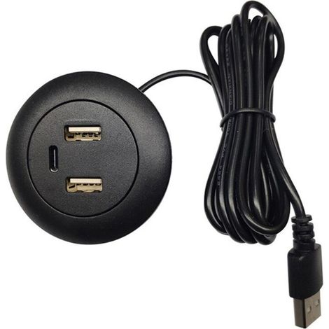 Concentrador USB de escritorio integrado con puertos de carga USB y tipo C, divisor de potencia. (1/4)