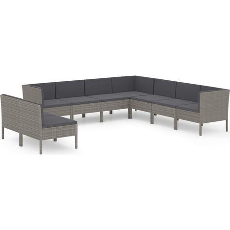 Maison Exclusive - 9-tlg. Garten-Lounge-Set mit Auflagen Poly Rat