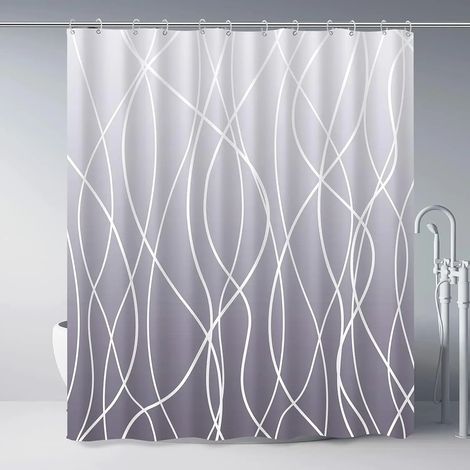 Filiyano-Rideau de douche moderne à rayures noires et blanches ondulées, rayures dégradées, rideau de douche décoratif pour salle de bain, 120 x 180
