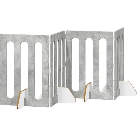 Folding Pet Fence 4 pcs Concrete Grey 201 x 38 x 70 cm vidaXL