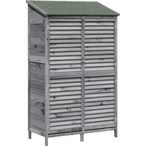 Chalet de jardin gris, 106 x 56 x 176,5 cm, en bois de cèdre massif (1/5)