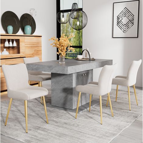 sedia sala da pranzo in velluto beige e oro 4 pezzi OKMYHOME (1/5)