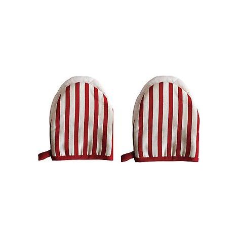 Gants de cuisine en coton rouge résistant à la chaleur, paire de gants-moufles pour cuisiner et pâtisser - Design élégant (1/5)
