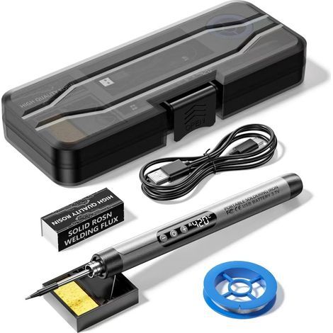 Kit fer à souder électrique, gris 1 x mini-écran numérique rechargeable par USB, outil sans fil pour réparer les appareils électroménagers (1/5)