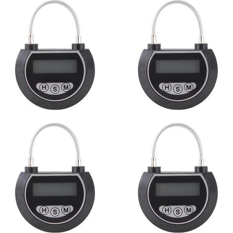 Lot de 4 boîtes de rangement électroniques à verrouillage temporisé, multifonctions, pour jouets, noires. (1/5)