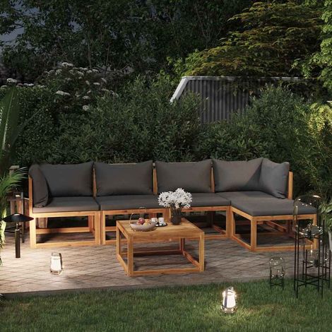vidaXL Juego de muebles jardín 6 pzas con cojines madera maciza acacia (1/4)