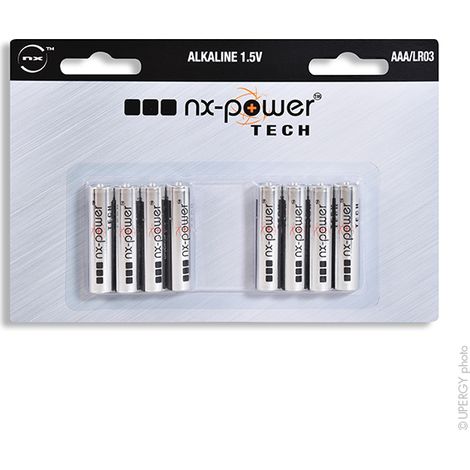 NX - Pile alcaline blister x8 LR03 - AAA Nx-Power Tech 1.5V 1.46Ah (1/4)
