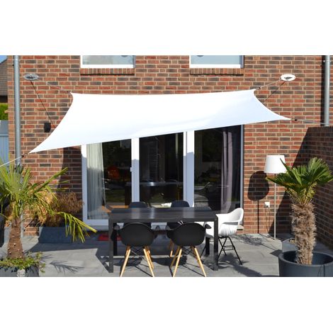 Vierecksonnensegel 250 x 300 cm - Polyester - Farbe weiß (1/5)