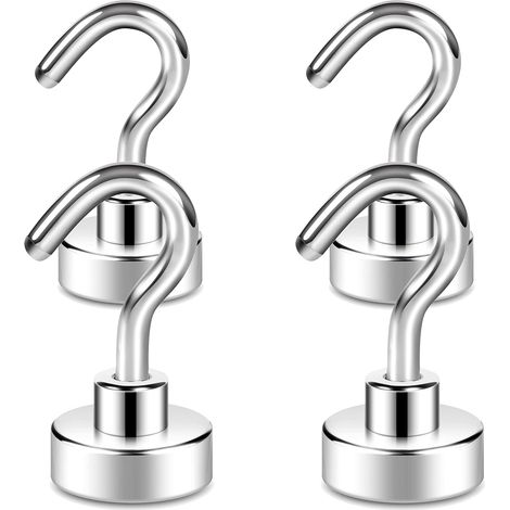 Lot de 4 crochets magnétiques 10 kg, blancs, pour frigo, plafond ou camionnette. (1/5)