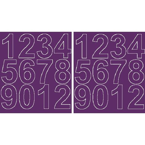 Números adhesivos de 7 cm, color morado brillante.