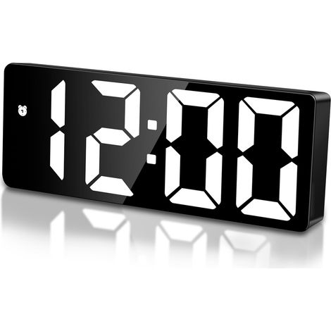 Réveil Numérique LED, Reveil Matin Numerique avec Temps Date Température Somnoler Luminosité réglable Horloge Digitale Enfant pour Maison Bureau Voyage, Rouge