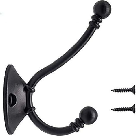 8 pièces plus grand crochet mural Vintage crochet à chapeau en métal crochet rétro pour porte-manteau salle de bain cuisine，Le noir（96mm60mm34mm）