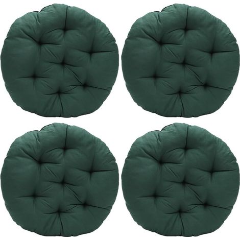 4er-Set runde Stuhlkissen 40x40x3 cm – Bequeme Sitzkissen für den Innen- und Außenbereich – Stuhl- und Bodenkissen für Esszimmer, Wohnzimmer, Büro (Dunkelgrün)