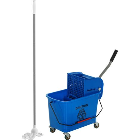 Beyamis Blaue Spülbeckenbox mit 20 Litern Fassungsvermögen, Abtropffläche, Trennwand und Rollen für die Haushaltsreinigung, 45 x 26,5 x 70 cm