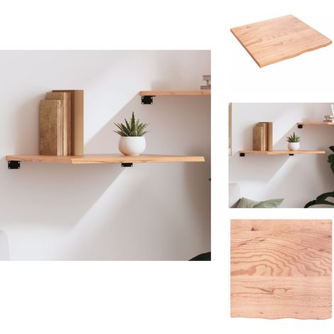 Wandregal Hellbraun 60x60x2 cm Massivholz Eiche Behandelt - Wandregal - Eichendielen - Holzmöbel - Rustikal - Deko Regal (1/5)