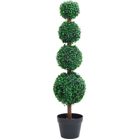 vidaXL Plante de buis artificiel avec pot Forme de boule Vert 90 cm (1/5)