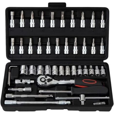Coffret multi-outils 46 pcs – Acier Cr-V haute qualité – Mécanisme 72 dents – Caisse à outils robuste pour rangement et transport (1/5)