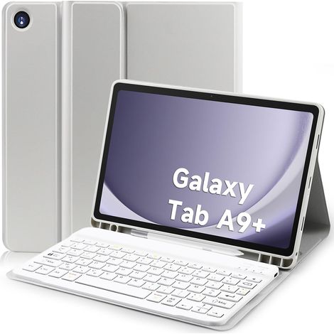 Coque Clavier Samsung Galaxy Tab A9+ 2023,AZERTY Français, Housse Amovible avec Clavier Magnétique Bluetooth sans Fil pour Samsung Tab A9 Plus 11 Pouces (SM-X210/X216/X218),Gris (1/5)