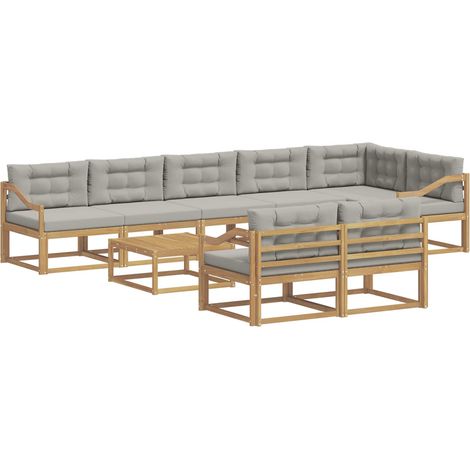 Conjunto de sofás de exterior 9 pcs Blanco y Gris Claro vidaXL (1/5)