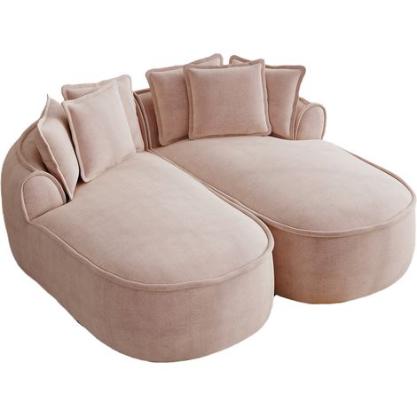 Canapé modulable convertible 2 places en tissu rose, design sans cadre, assise extra profonde, coussins inclus, de CHICFURN (1/5)