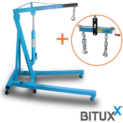 BITUXX Werkstattkran Hydraulischer Motorheber Motorkran Lastkran Hebekran Klappbar Motorhalter bis 2000 Kg mit ausbalancierbarem Motorträger (1/5)