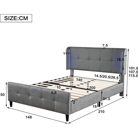 Couchtisch aus Samt in Grau 210 x 148 x 113.5 cm HOMAIRE (1/5)