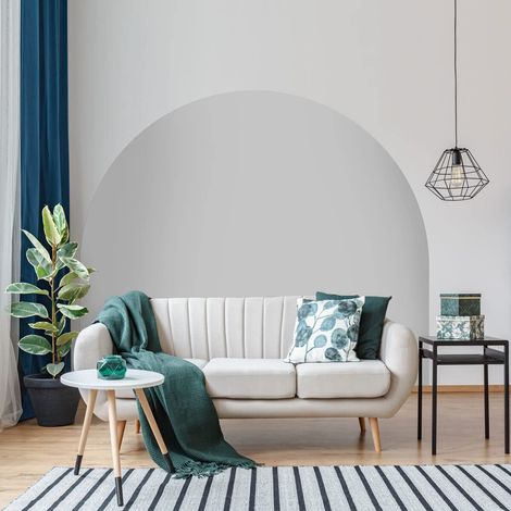 Autocollant Lit Tête de Lit Arche Stickers Muraux Papier Peint Demi Cercle pour Décoration Salon et Chambre L58 x H100 cm Gris Clair (1/5)