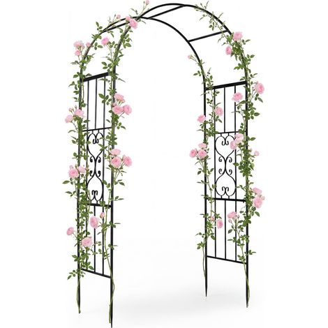 COSTWAY Arco Pergolato Giardino Traliccio Esterno Tunnel Metallo Pianti Rampicanti Fiori Matrimonio Festa Terrazzo Spalliera Grigliato Supporto Rose Robusto R (1/5)
