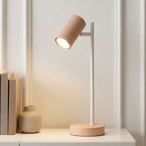 Lampada da tavolo, lampada da studio, faretto orientabile, metallo beige, H 35 cm (1/5)