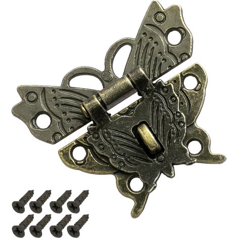 HMF 6495 Vintage Verschluss Schmetterling mit Schlossöse, 50 x 45 mm, Bronze (1/5)