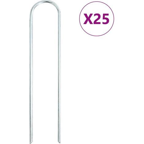 Piquets de sol en forme de U 25 pcs 20x3,5 cm acier galvanisé (1/5)