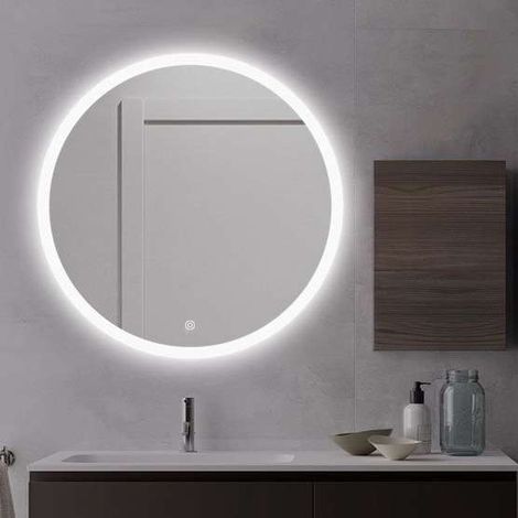 Miroir rond salle de bain 60 cm – LED dépoli – Fixation murale